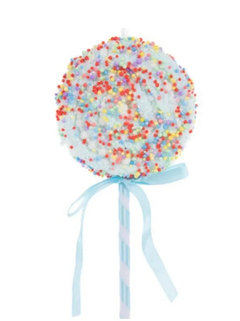 Sprinkled Lollipop Pick, Light Blue or Fuchsia Christmas Ornament Holiday Decor
